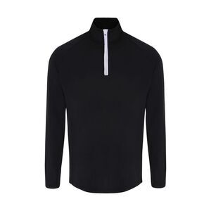 TriDri Mens Long Sleeve Performance Quarter Zip Top / Black/White